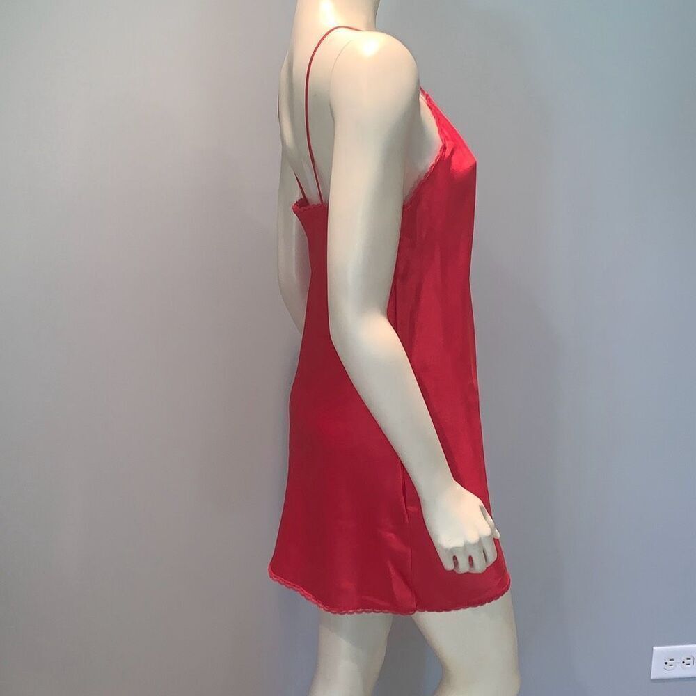 Vintage Lady Manhattan Red Satin Slip Dress with Bow Size Medium - Picture 7 of 13